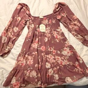 *BRAND NEW* Altar'd State Mauve Floral Smocked Dress